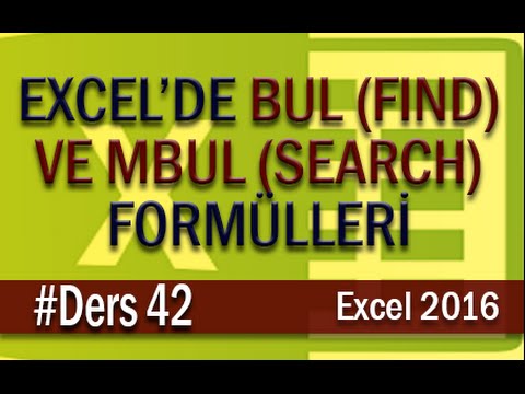 Excel MBUL (Search) ve BUL (FIND) Fonksiyonları | Excel Eğitimi #42