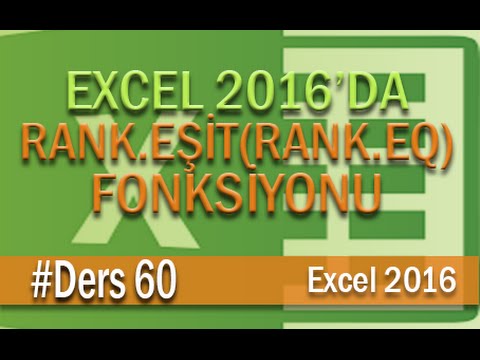 Rank.Eşit (Rank.EQ) Fonksiyonu Kullanımı | Excel Eğitimi #60